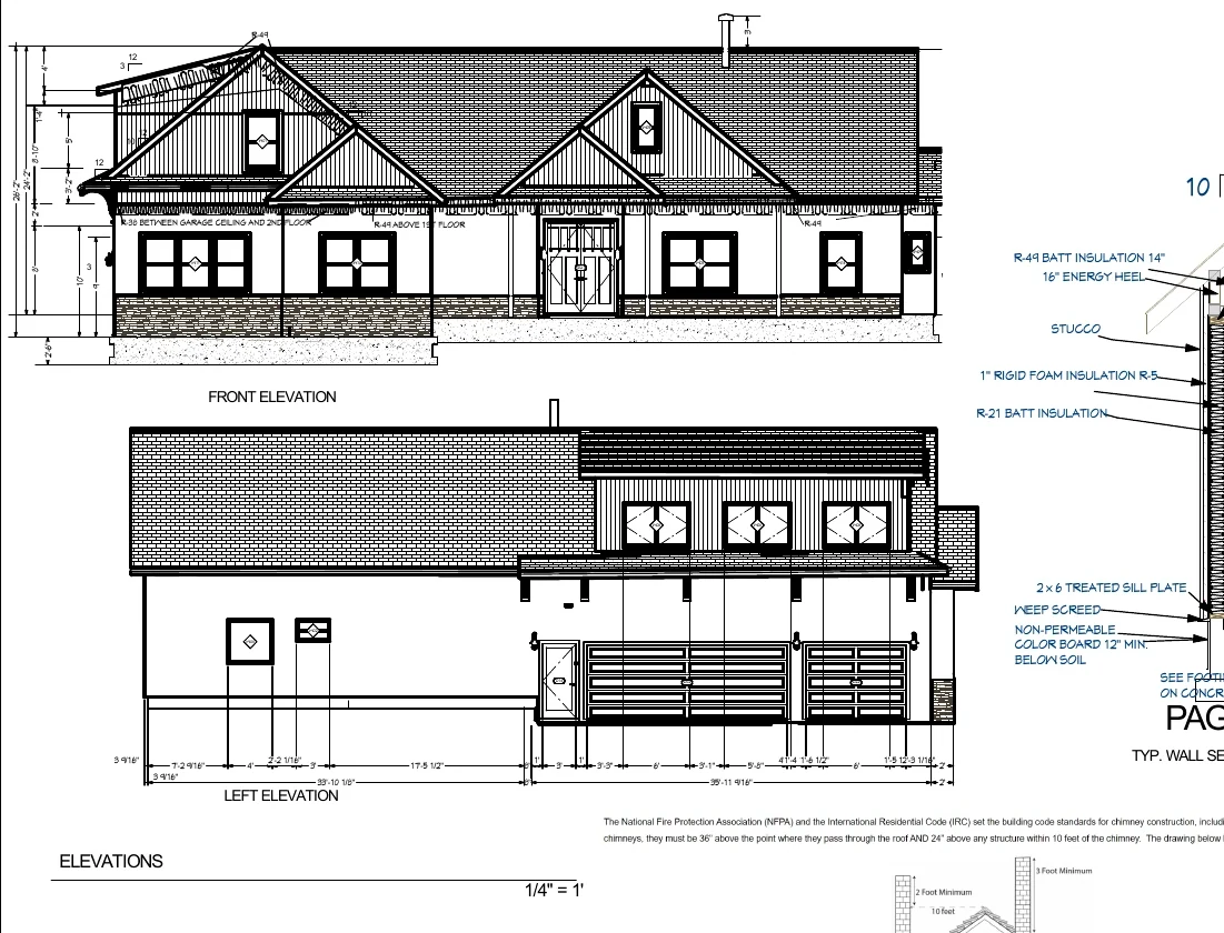 Custom residential elevations prepared by Accudrafters