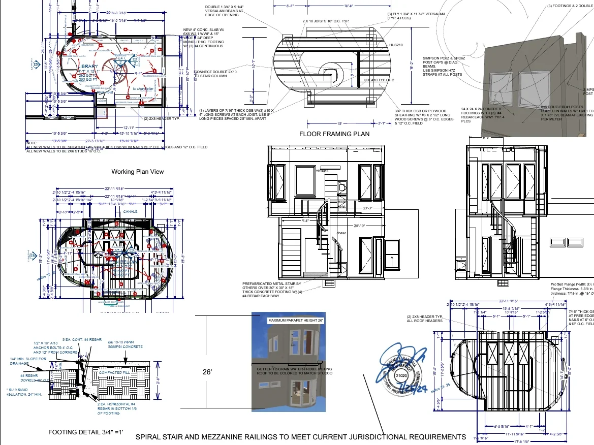 Two-Story Private Library Addition drawing